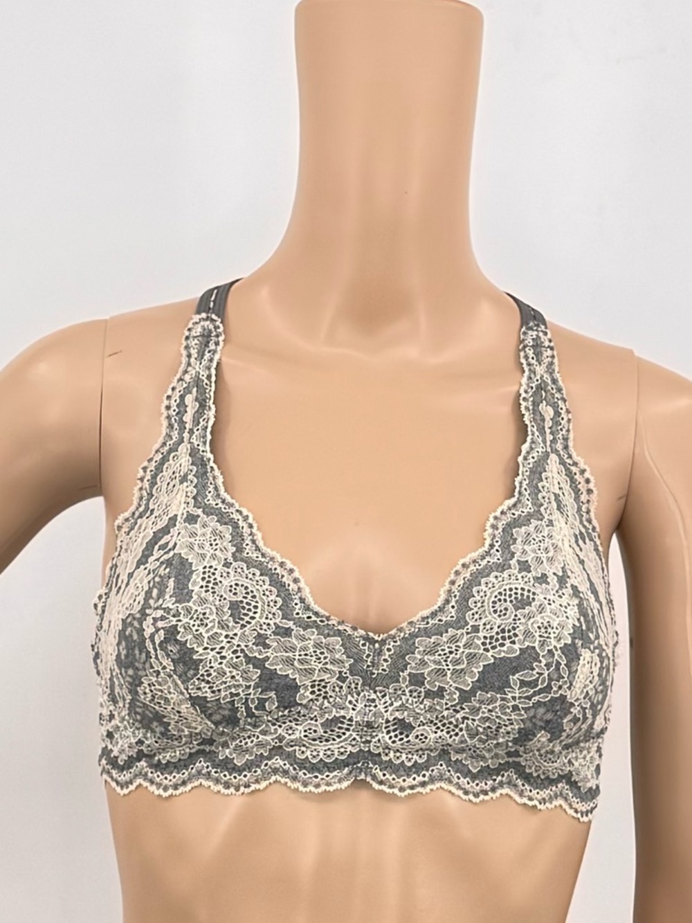 Felina Lace Racerback Bralette Gray/Cream